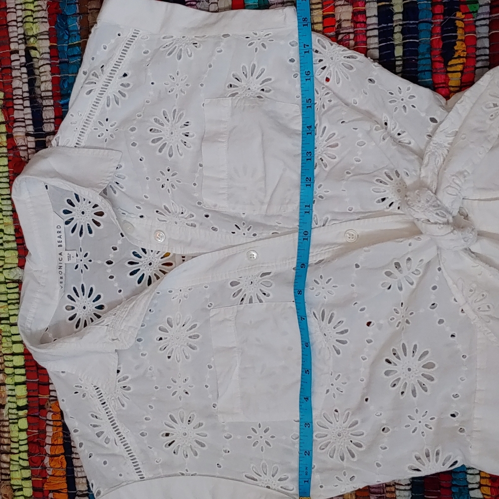 Veronica Beard White Eyelet Button-Down Mini Dress - Picture 7 of 15